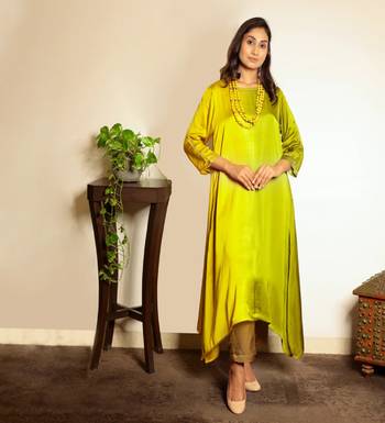 Green ombre modal asymmetric kurta 1
