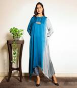 Blue ombre modal asymmetric kurta