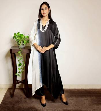Black ombre modal asymmetric kurta 1