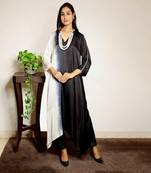 Black ombre modal asymmetric kurta