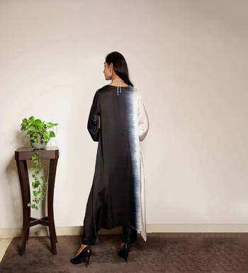 Black ombre modal asymmetric kurta 4