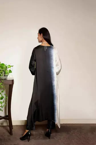 Black ombre modal asymmetric kurta