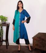 modal silk asymmetric kurta with dori work embroidery