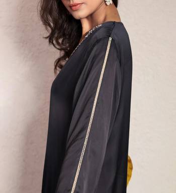 modal silk asymmetric kurta with hand embroidery 3