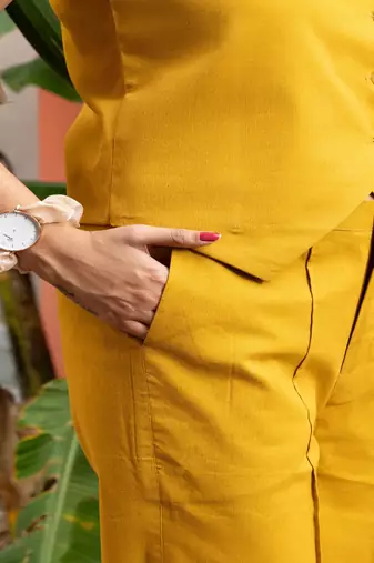 Mustard  cotton  formal pants