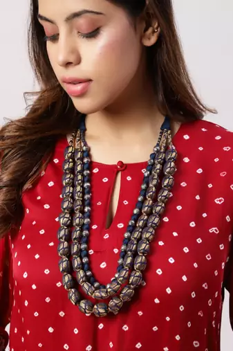Red modal silk kurta with pants