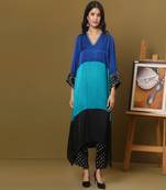 Colour block kurta set with sleeves detailing