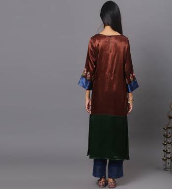 Colour block mashru silk kurta set 4