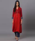 Colour block kurta set with sleeves detailing