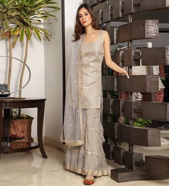 Grey metallic chanderi sharara set 1