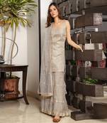 Grey metallic chanderi sharara set