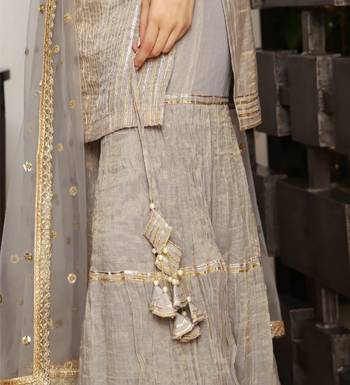 Grey metallic chanderi sharara set 3