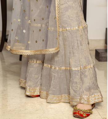 Grey metallic chanderi sharara set 4