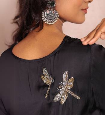 Black sheer dragonfly modal co-ord set 3