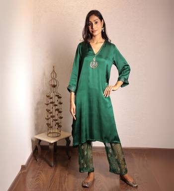 Dark green sheer buta modal co-ord set 1