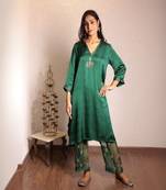 Dark green sheer buta modal co-ord set