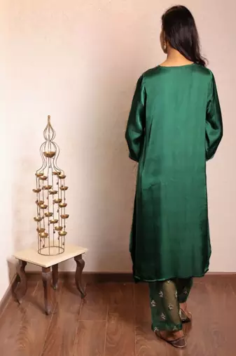 Dark green sheer buta modal co-ord set