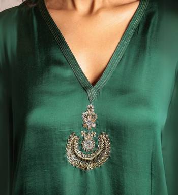 Dark green sheer buta modal co-ord set 4