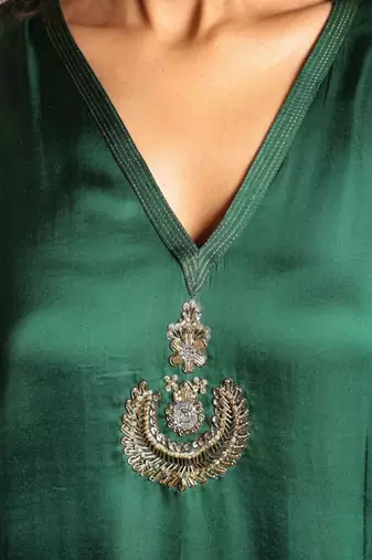 Dark green sheer buta modal co-ord set