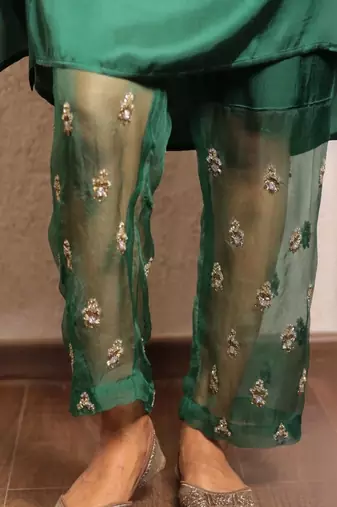 Dark green sheer buta modal co-ord set