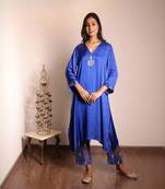 Navy blue sheer buta modal co-ord set