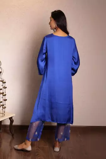 Navy blue sheer buta modal co-ord set