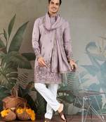 Dusty pink viscose silk threads & sequance embroidered work kurta with dupatta