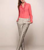 Pink ruffle neck shirt