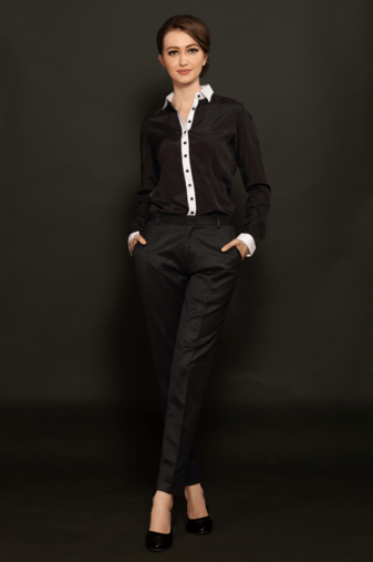 Black-white placket shirt