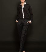 Black-white placket shirt