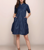 Blue chinese collar tunic shirt
