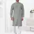 Grey rayon cotton with digital printed kurta for mens wear