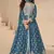 Blue embroidered chinon anarkali suit