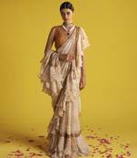Ivory georgette sequins embroidered saree