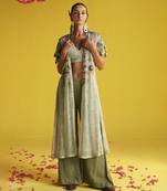 Green georgette embroidered gharara set