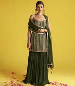 Green organza sharara set with gota pati work