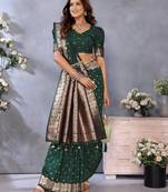 Green Woven Silk Blend Saree With Blouse