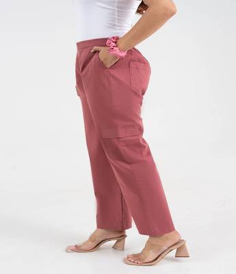 Mauve cotton  solid cargo pant 2