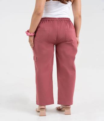 Mauve cotton  solid cargo pant 3