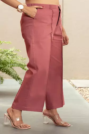 Mauve  cotton  formal pants