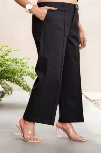 Black  cotton  formal pants