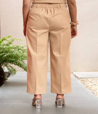 Beige  cotton  formal pants 3