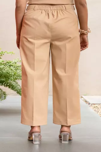 Beige  cotton  formal pants