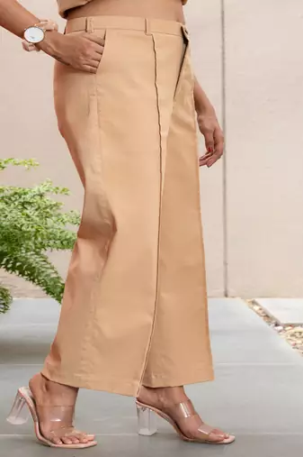 Beige  cotton  formal pants