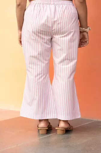 Pink striped  cotton  pants