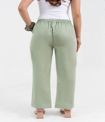 Pista green cotton  solid cargo pant 2