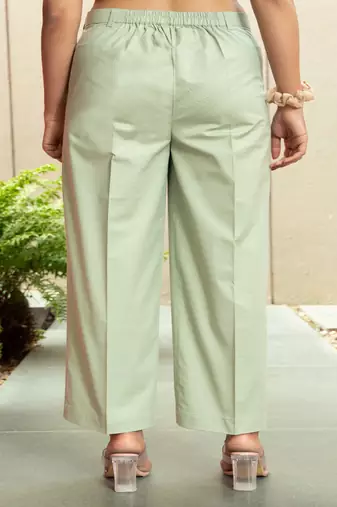 Pista green  cotton  formal pants