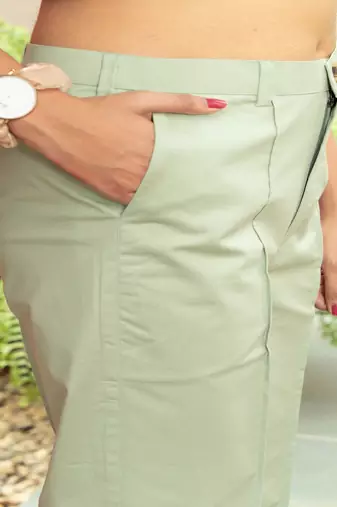 Pista green  cotton  formal pants