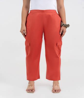 Peach cotton  solid cargo pant 2