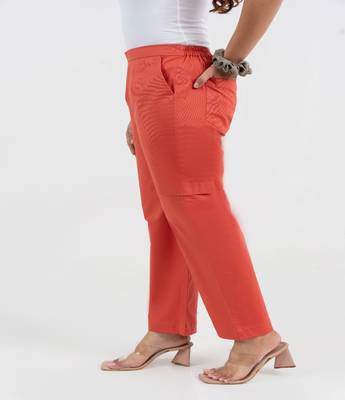 Peach cotton  solid cargo pant 3